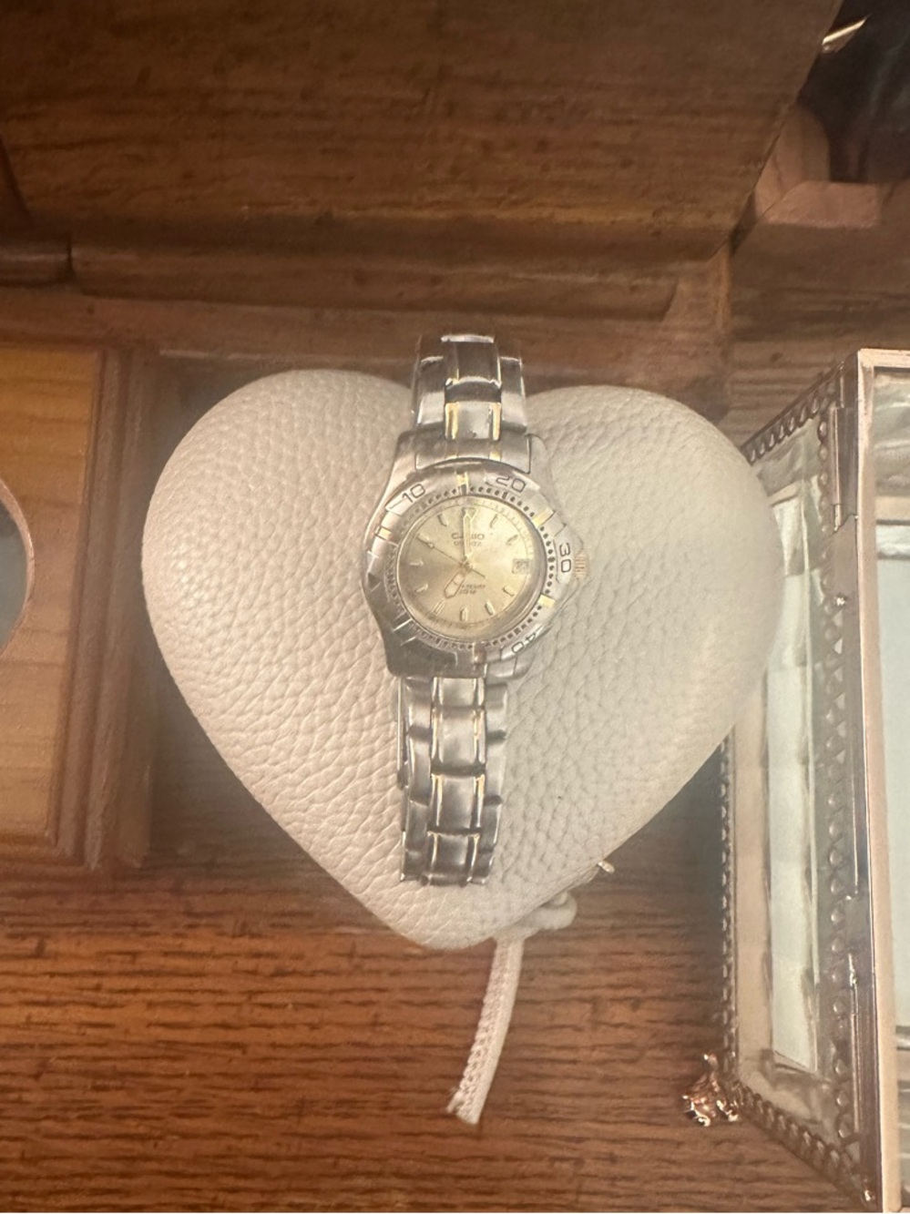 Vintage Casio Enticer Two-Tone Women's Watch | Champagne Dial & Date